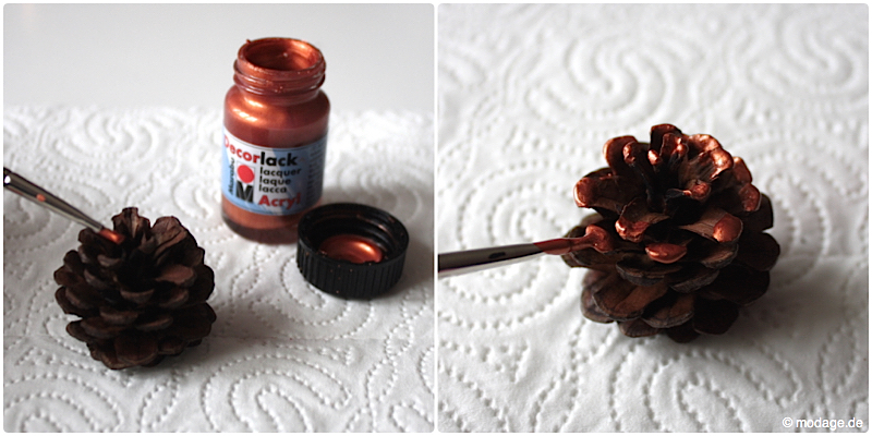 Tannenzapfen Kienapfel DIY basteln malen mit Naturmaterialien fur