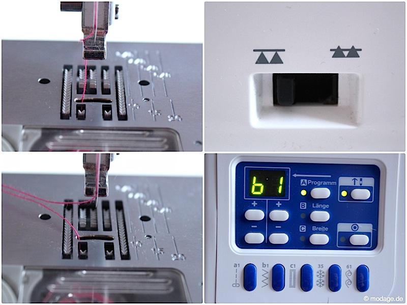 Nähfuß - kunde Knopf annaehen mit der Naehmaschine Knopflochschiene Knopfannähfuß Knopflochfuß W6 Naehmaschine 10