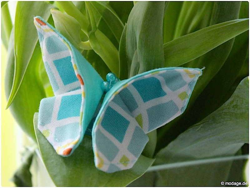Origami Schmetterling aus Stoff Naehanleitung Stoffreste modage 2