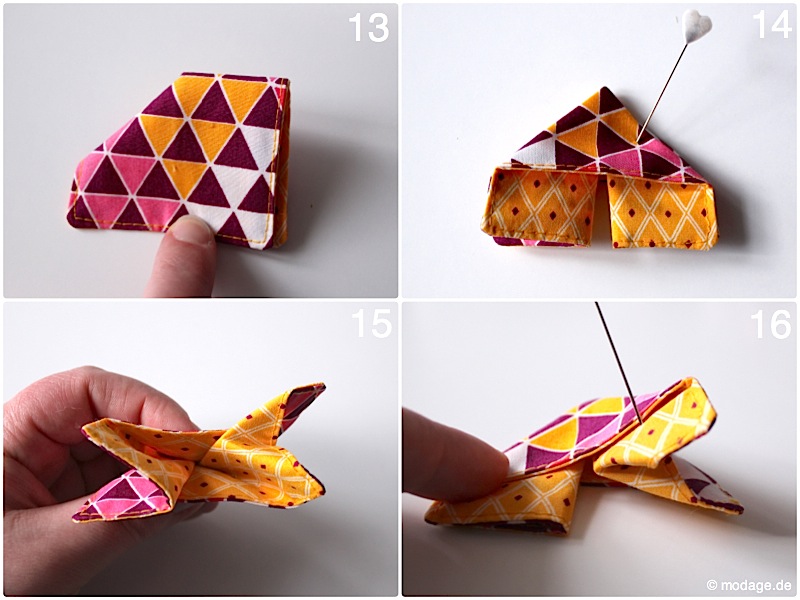 Origami Schmetterling aus Stoff Naehanleitung Stoffreste modage 8