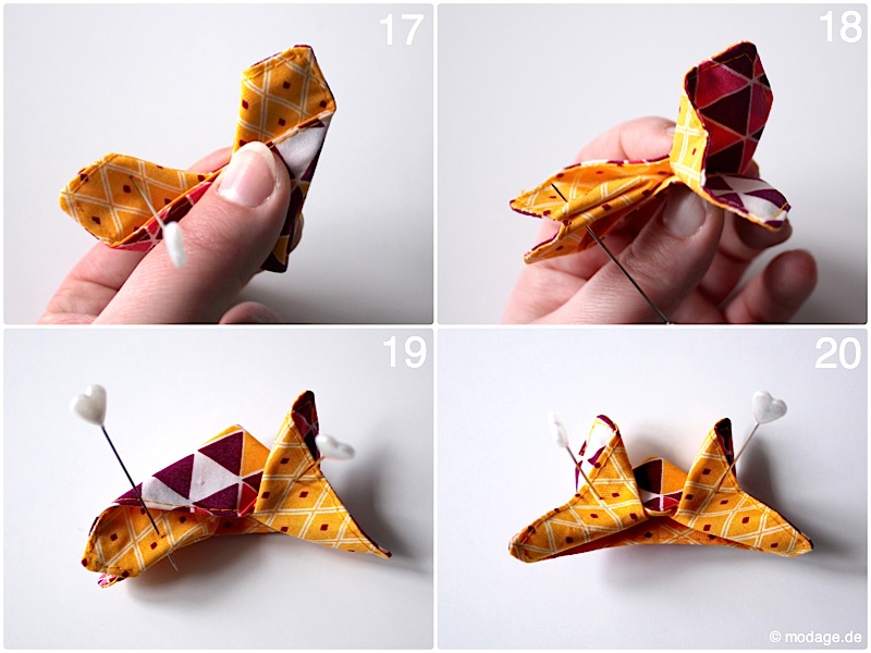Origami Schmetterling aus Stoff Naehanleitung Stoffreste modage 9